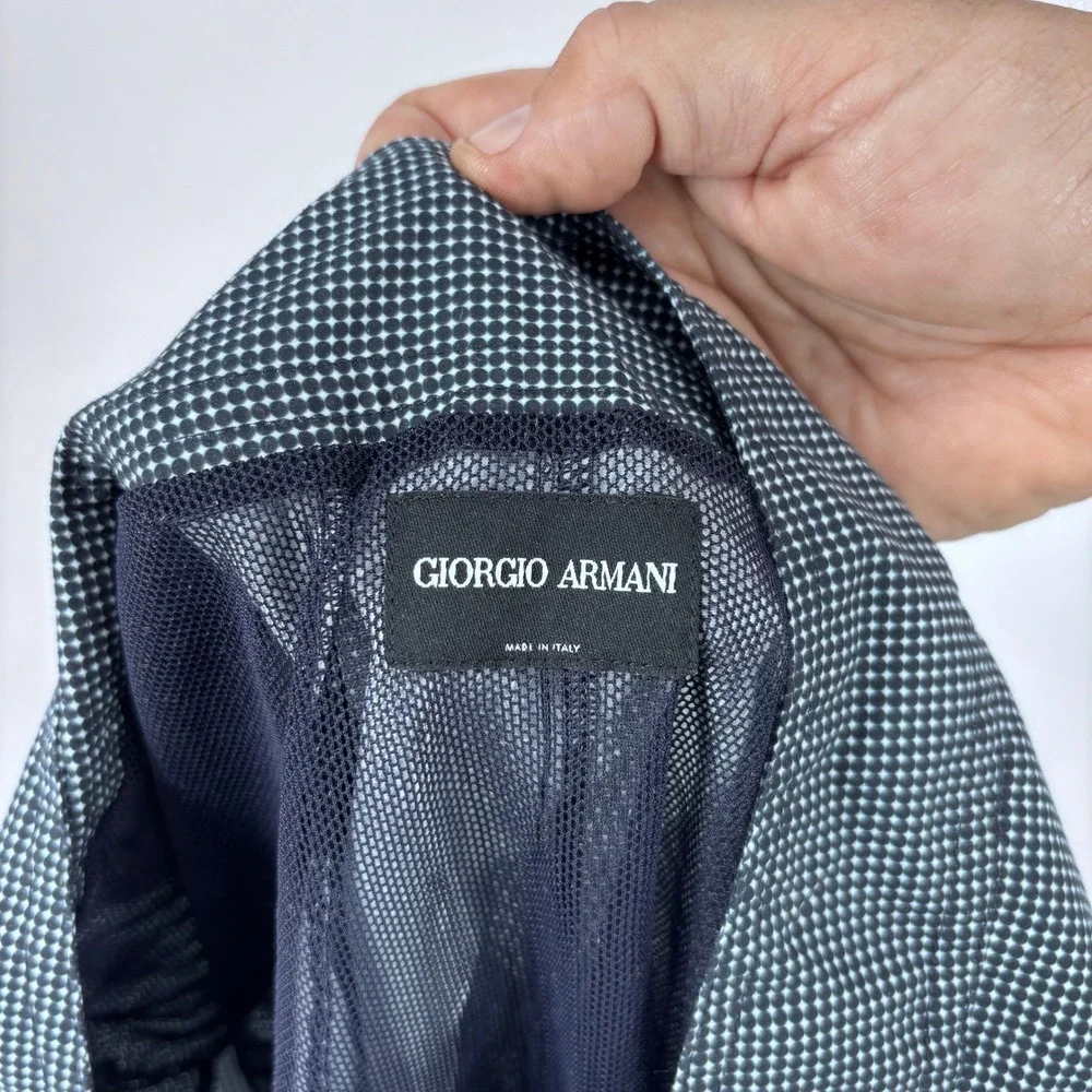 Giorgio Armani Navy Polka Dot Mesh Lined Swim Trunks Men M Board Shorts Italy